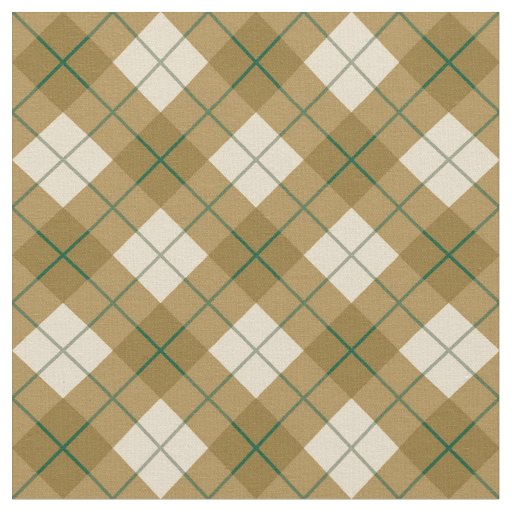 Bias Plaid in Gold with Green Stripe Fabric
