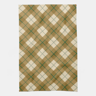 Bias Plaid in Gold with Green Stripe Kitchen Towel