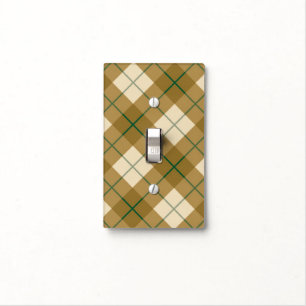 Bias Plaid in Gold with Green Stripe Light Switch Cover