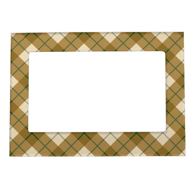 Bias Plaid in Gold with Green Stripe Magnetic Photo Frame (Front)