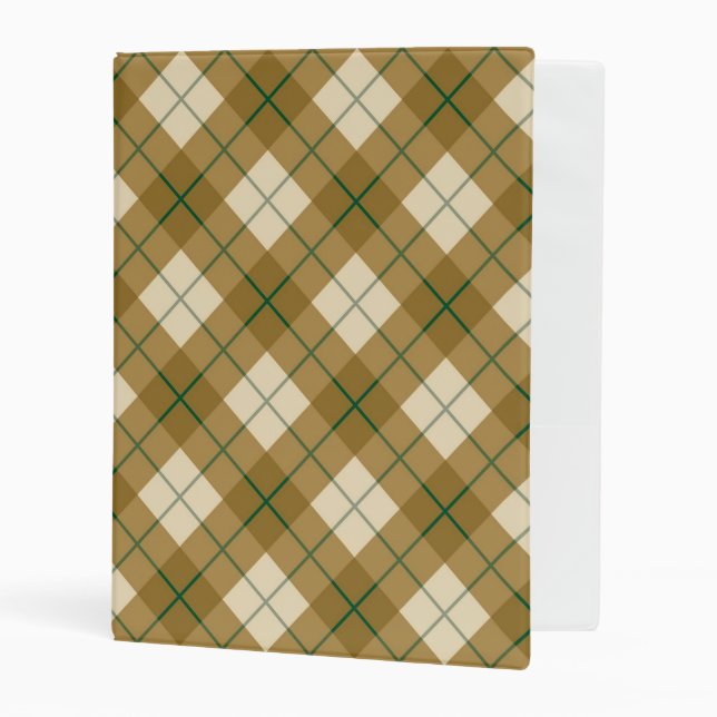 Bias Plaid in Gold with Green Stripe Mini Binder (Front/Inside)