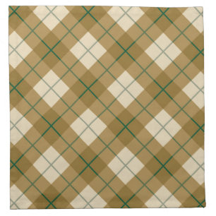 Bias Plaid in Gold with Green Stripe Napkin