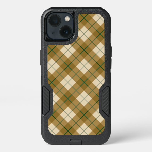Bias Plaid in Gold with Green Stripe Otterbox iPhone Case (Back)