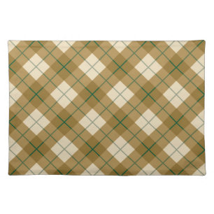Bias Plaid in Gold with Green Stripe Placemat