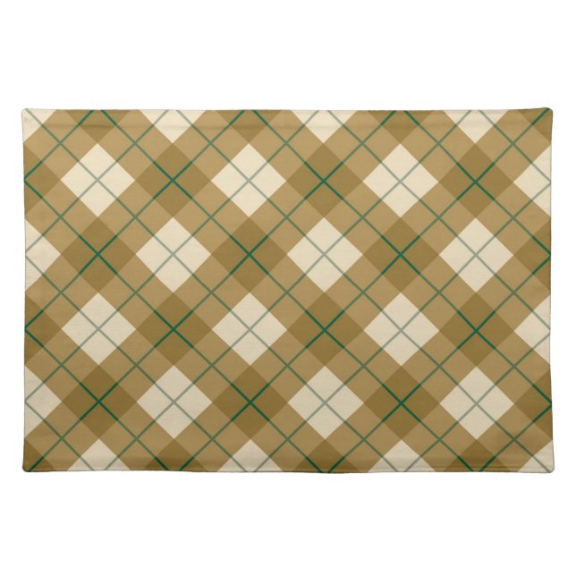 Bias Plaid in Gold with Green Stripe Placemat (Front)