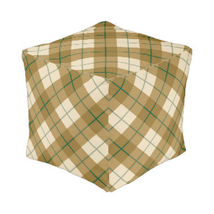 Bias Plaid in Gold with Green Stripe Pouf