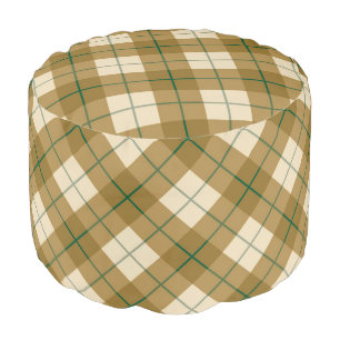 Bias Plaid in Gold with Green Stripe Pouf