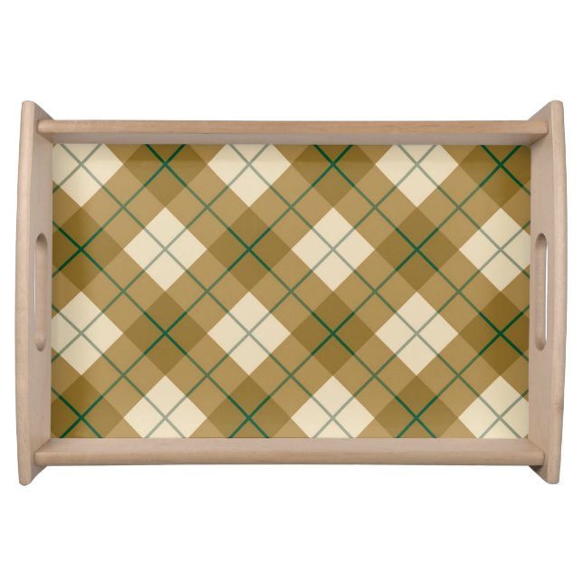 Bias Plaid in Gold with Green Stripe Serving Tray (Front)