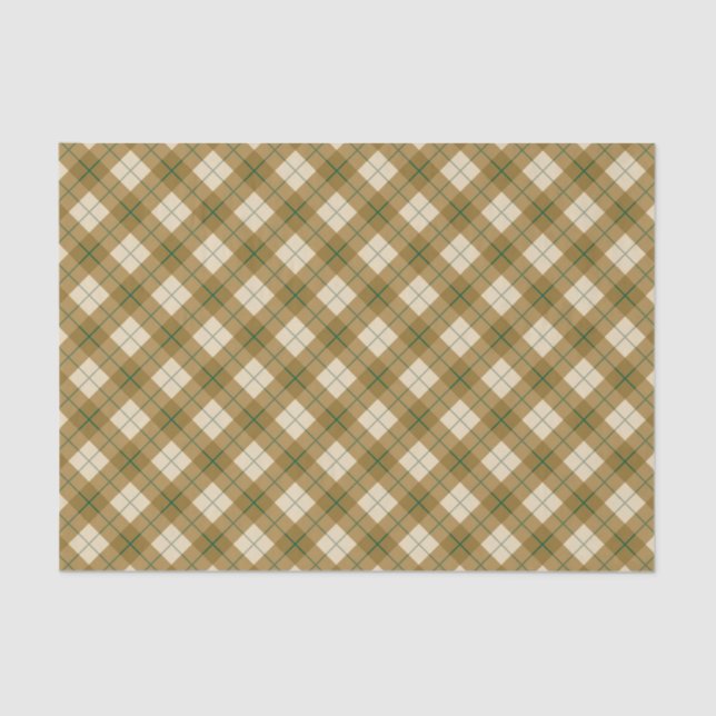 Bias Plaid in Gold with Green Stripe Tissue Paper (Front)