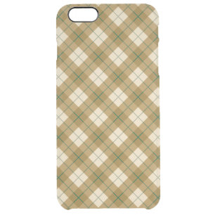 Bias Plaid in Gold with Green Stripe Clear iPhone 6 Plus Case