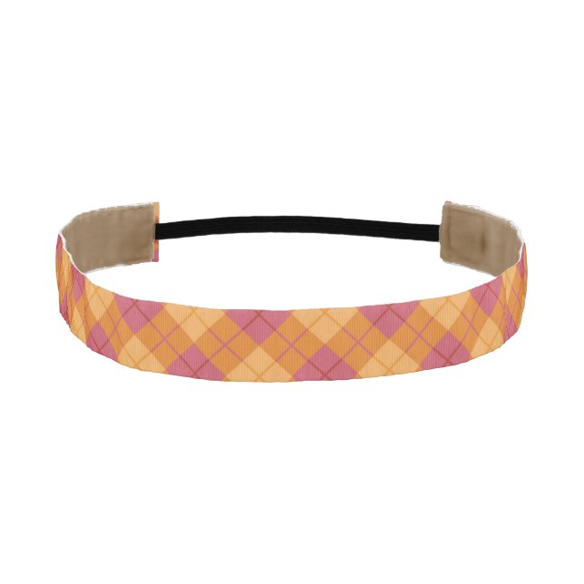 Bias Plaid in Orange and Pink Athletic Headband (Front)