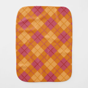 Bias Plaid in Orange and Pink Burp Cloth