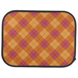 Bias Plaid in Orange and Pink Car Floor Mat