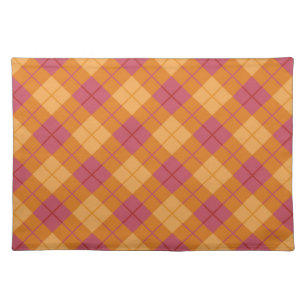 Bias Plaid in Orange and Pink Cloth Placemat