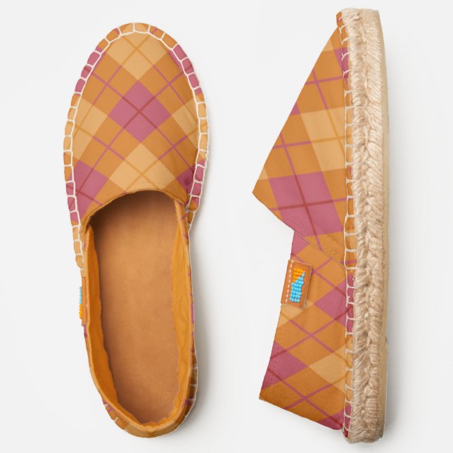 Bias Plaid in Orange and Pink Espadrilles (Side)