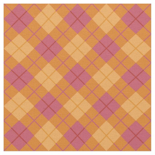 Bias Plaid in Orange and Pink Fabric