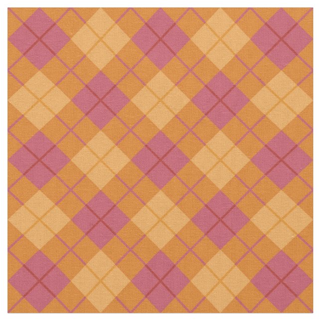 Bias Plaid in Orange and Pink Fabric (Close Up)