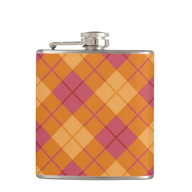 Bias Plaid in Orange and Pink Flask (Front)