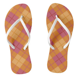 Bias Plaid in Orange and Pink Flip Flops