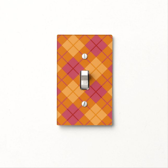 Bias Plaid in Orange and Pink Light Switch Cover (In Situ)