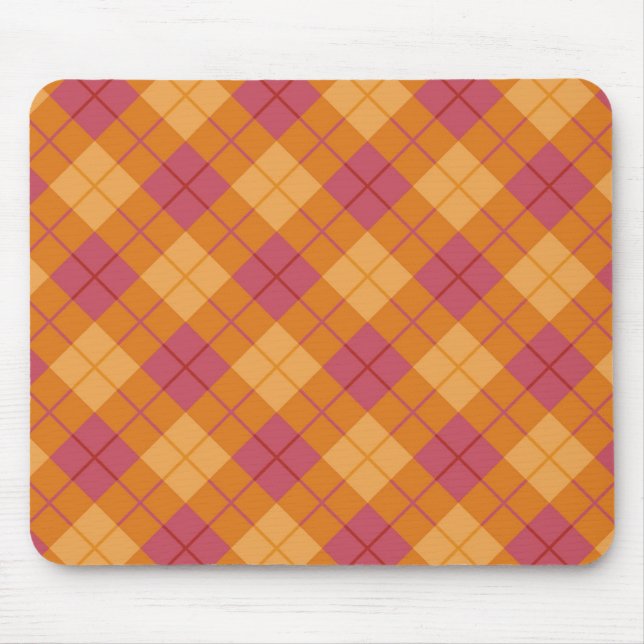 Bias Plaid in Orange and Pink Mouse Pad (Front)