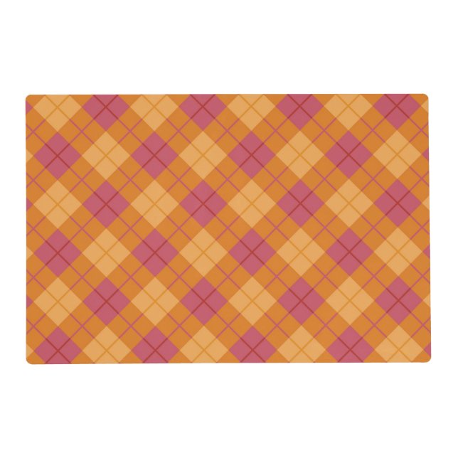 Bias Plaid in Orange and Pink Placemat (Front)