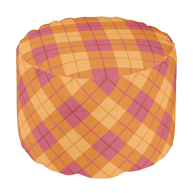 Bias Plaid in Orange and Pink Pouf (Angled Front)
