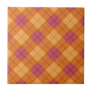 Bias Plaid in Orange and Pink Tile