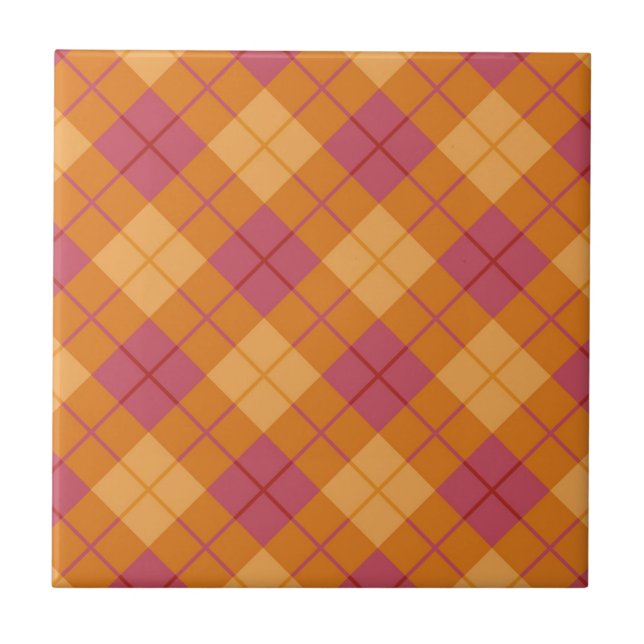 Bias Plaid in Orange and Pink Tile (Front)