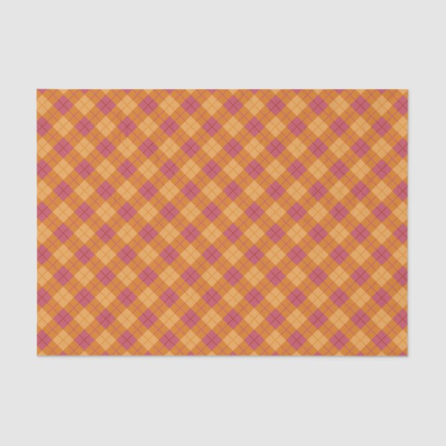 Bias Plaid in Orange and Pink Tissue Paper (Front)