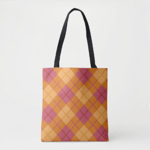 Bias Plaid in Orange and Pink Tote Bag