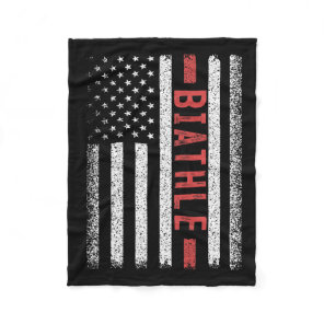 Biathle American Flag 4th Of July Modern Biathlon  Fleece Blanket