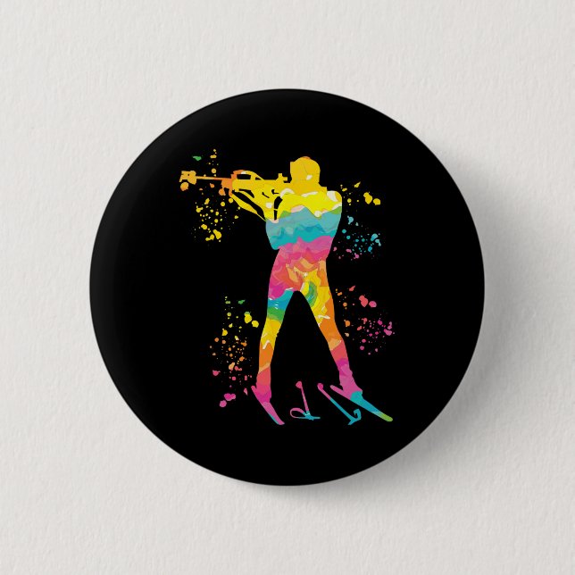Biathlete Nordic Skiing Biathlon 23  Button (Front)