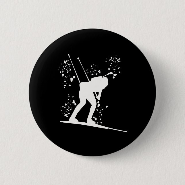 Biathlete Nordic Skiing Biathlon 28  Button (Front)