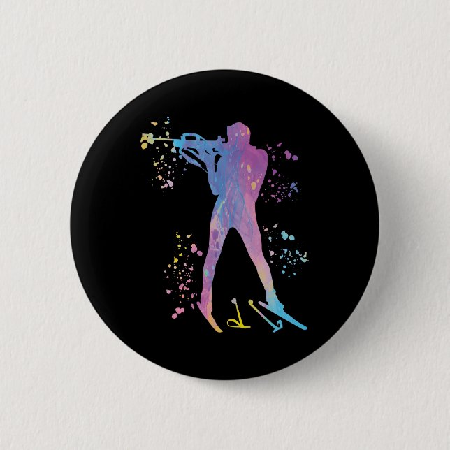 Biathlete Nordic Skiing Biathlon 3  Button (Front)