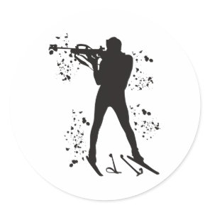 Biathlete Nordic Skiing Biathlon _3  Classic Round Sticker