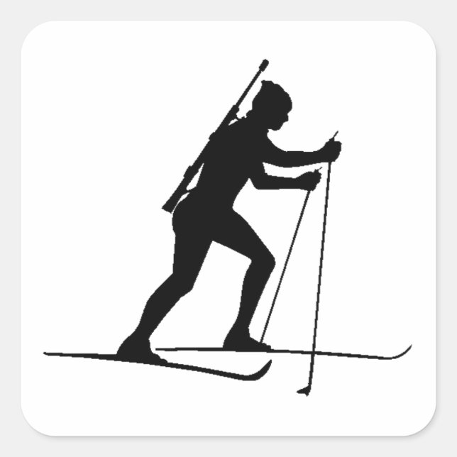 Biathlete Silhouette Square Sticker (Front)