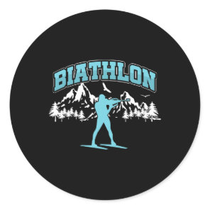 Biathlon Biathlet Athletes Winter Sports Shooting  Classic Round Sticker