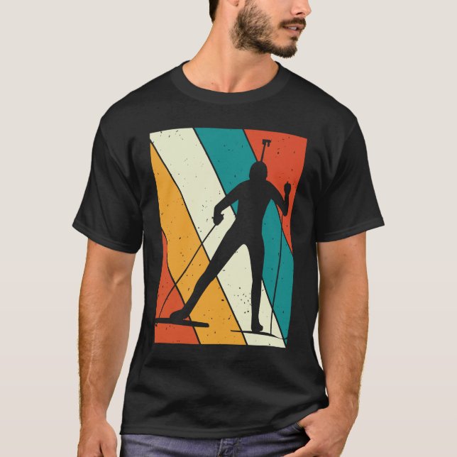 Biathlon Biathlete Target Skiing Retro Vintage T-Shirt (Front)