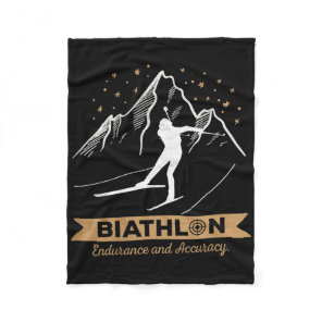 Biathlon Cross-country Skiing Biathlete Shooting  Fleece Blanket