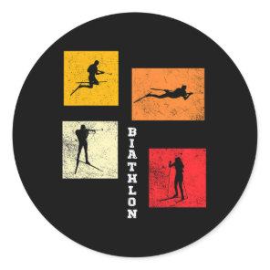 Biathlon Cross Country Skiing Biathlete Winter Spo Classic Round Sticker