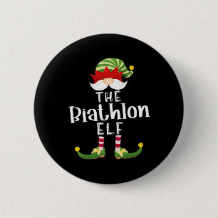 Biathlon Elf Group Christmas Funny Pajama Party  Button