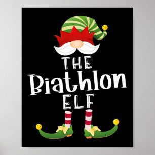 Biathlon Elf Group Christmas Funny Pajama Party Poster