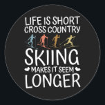 Biathlon Life Is Short Cross Country Skier  Classic Round Sticker<br><div class="desc">Biathlon Life Is Short Cross Country Skier</div>