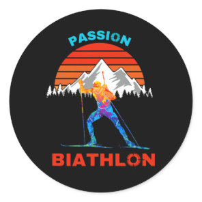 Biathlon Pion Supporter Fan Cross-country Ski And  Classic Round Sticker