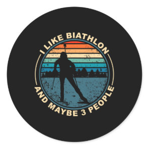 Biathlon Ski Biathlet Winter Sports Cross-country  Classic Round Sticker