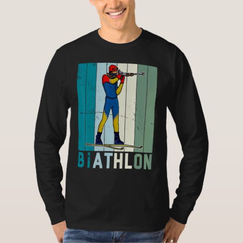 Biathlon Ski Skier Cross Country Ski Trail T_Shirt