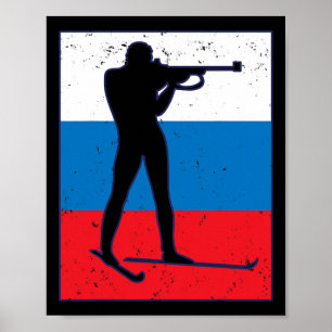 Biathlon Ski Skier Winter Sports Cross-country Rus Poster