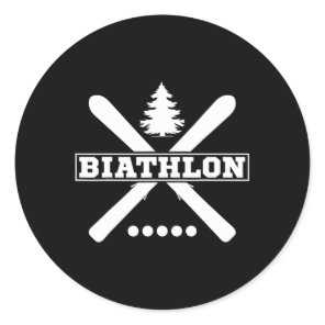Biathlon Ski Skier Winter Sports Cross-country Ski Classic Round Sticker