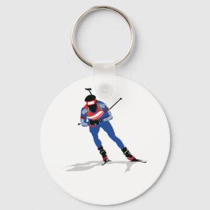Biathlon Skier Winter Sports Athlete in Action Keychain
